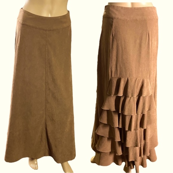 metrostyle Dresses & Skirts - Metrostyle Western Ruffle Brown Maxi Skirt Size 4